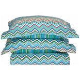 Cotton Modern Geometric Zig Zag Reversible Quilt and Sham Set